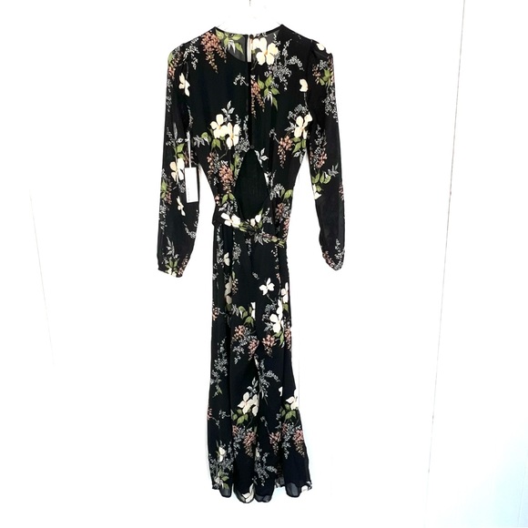 Reformation NWT black floral long sleeves jumpsuit 6 - Picture 2 of 12